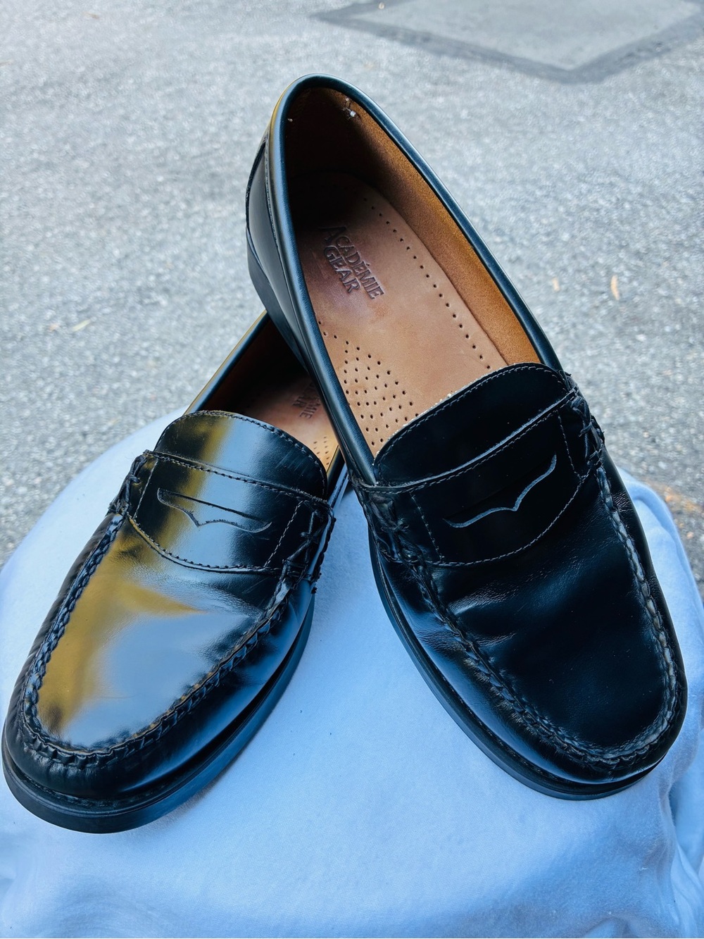 Black Leather Penny Loafers with Cushioned Insole - Men